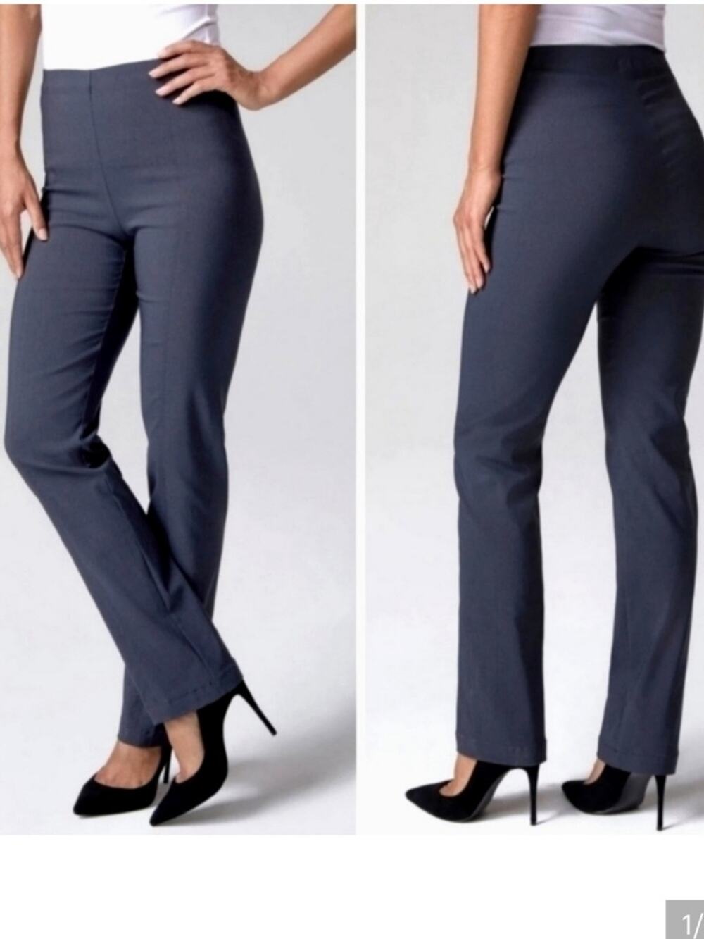 Franne Golde All Season Classic Straight Leg Gray Ponte Pants Size 18